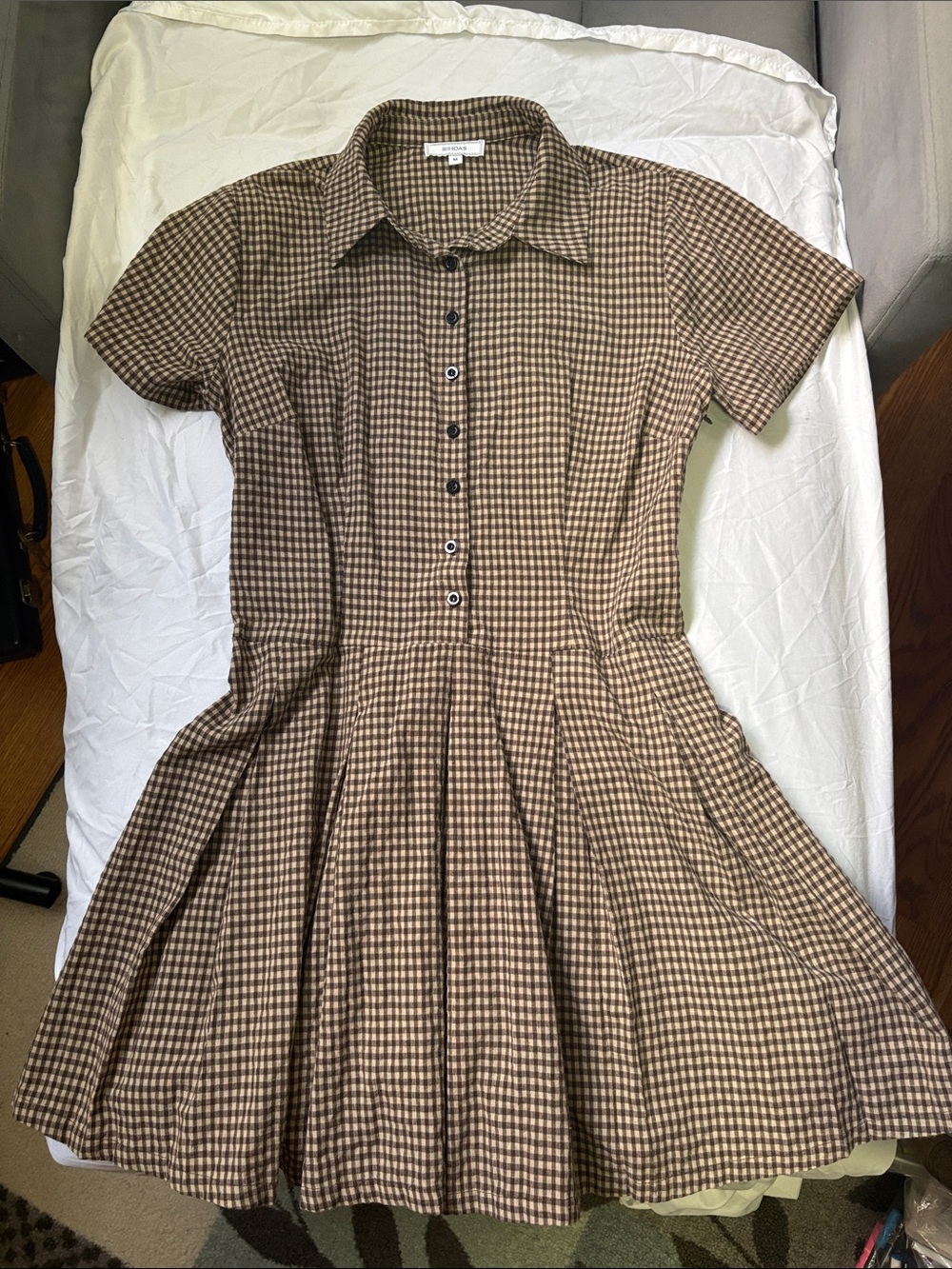 Rihoas Gingham Button-Front Shirt Dress